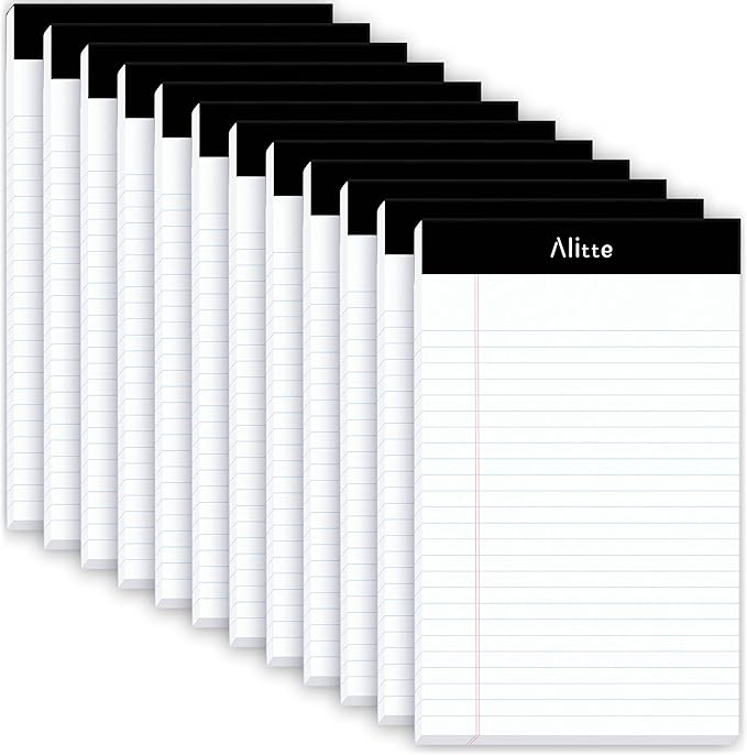 Legal Notepads 5x8, Pack of 12 - Perforated Narrow Ruled Writing Pad - Premium Thick Paper, No Ink Bleeding - Blank Legal Pads For Home, Office, School, Business - 50 Sheets Per Notebook