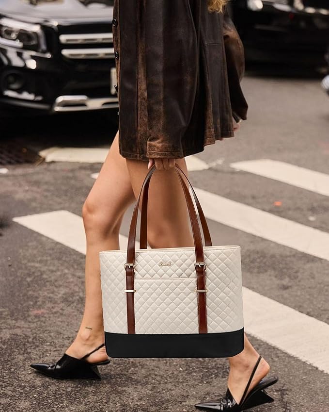 LOVEVOOK Laptop Bag for Women, 15.6 Inch Work Tote Computer Bag With Large Cup Holder, Lightweight Large Laptop Briefcase for Travel, Bussiness, Teacher