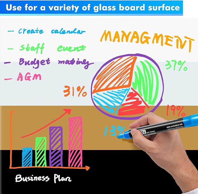 maxtek Neon Dry Erase Markers for Glass,Window Markers for Dry Erase Board,Chalkboard,LED Note Board,Acrylic Refrigerator Calendar,Chisel Tip,Low Odor,Assorted Colors,9 Count