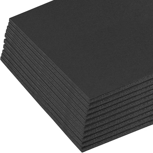 Mat Board Center, Pack of 10 Acid-Free Foam Boards, 12x16 inch Black Foam Boards, 3/16" Thick