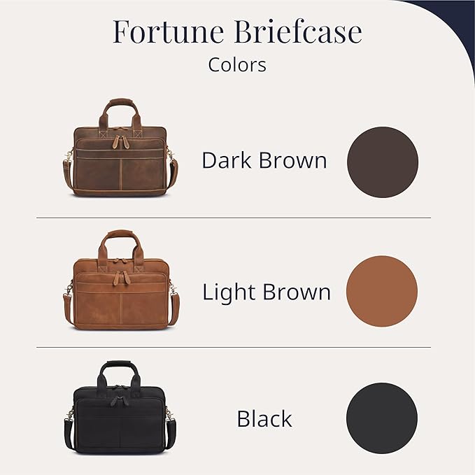 Luxorro Full-Grain Leather Briefcases for Men, Leather Laptop Briefcase For Men, Leather Bag, Leather Computer Bag For Men