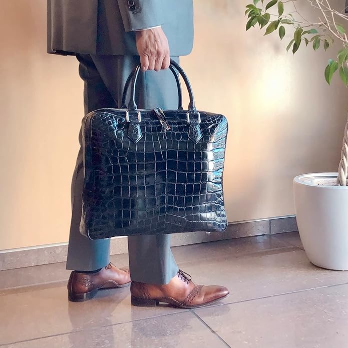 Masami Handmade Genuine Crocodile Leather Business Bag, Briefcase, Japanese brand, Leather bag