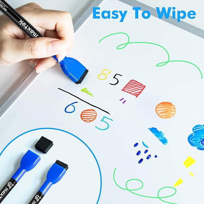 maxtek 36 Count Magnetic Dry Erase Markers, Fine Tip, 12 Colors, Low Odor Whiteboard Markers with Built-in Eraser