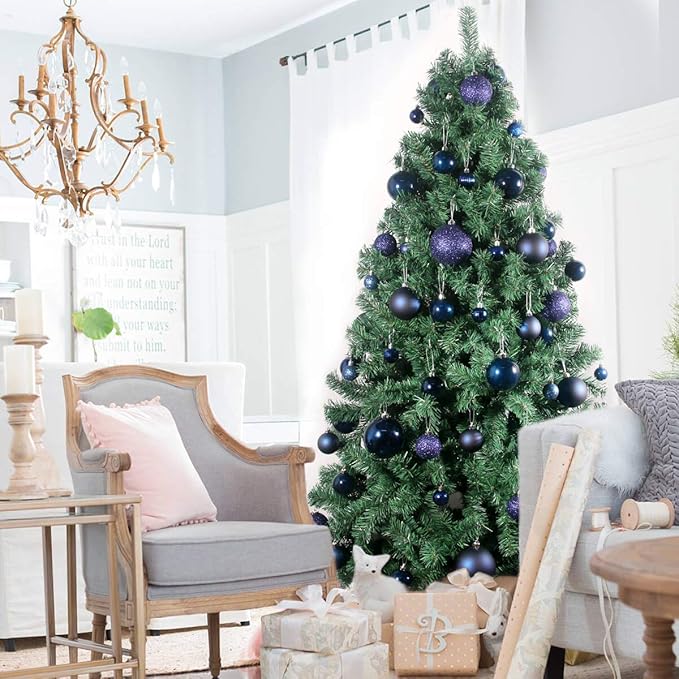 Navy Blue 1.6" Small Christmas Balls Christmas Tree Decoration Ornaments Shatterproof Hanging Balls for Birthday Halloween Holiday Wedding Decorations Set of 24pcs