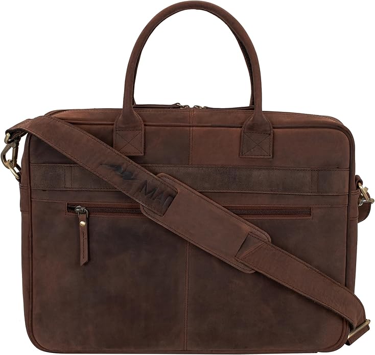 Marc Peter Hamilton Real Leather Business Bag for Men and Women | 15.6 inch Laptop Bag | Shoulder Bag for Men