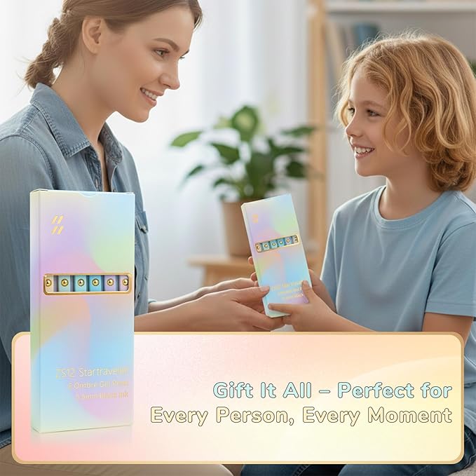 6 Pcs Gel Pens 0.5mm Quick Dry Black Ink Pens Fine Point Smooth Writing Pens, Cute Office and School Supplies Gifts for Women Teacher Students (6 Pcs Ombre Gold)