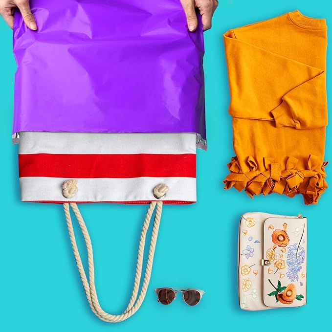 Metronic Poly Mailers 12x15.5 200 Pack Large Shipping Bags,Strong Adhesive Mailing Bags, Waterproof and Tear-Proof Multipurpose Envelopes for Clothing, Small Business,Boutique, Postal Bags Purple