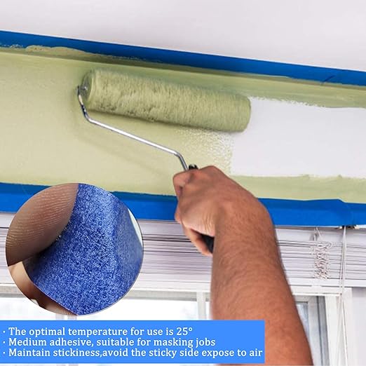 Premium Blue Painters Tape, Masking Master Tape, Paint Tape for Multi-Purpose, Painting, Painter's, DIY Crafts Arts (1.88in, 60.1yd x 3 Rolls = 180.3yd) Decoration Labeling No Residue, Easy Removal