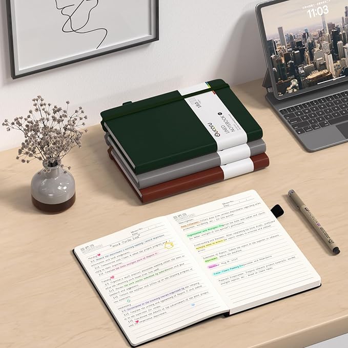 Oucaru Lined Journal Notebook, 4 Pack, 180 Pages, A5 Journals for Writing, 100 GSM Thick Paper, Small Notebooks Daily Journal for Women Men Work, Business, School, Travel Supplies