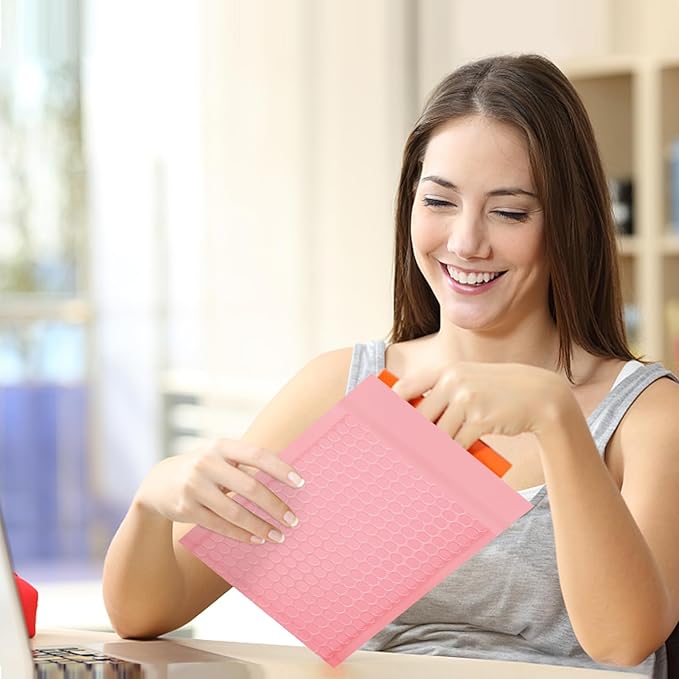 packbabol Bubble Mailers, 6x9 Inch Padded Bubble Mailers Pack of 50 Bubble Envelopes Opaque Self Seal Adhesive Waterproof Bags for Shipping and Packaging (Pink, 6x9-50)