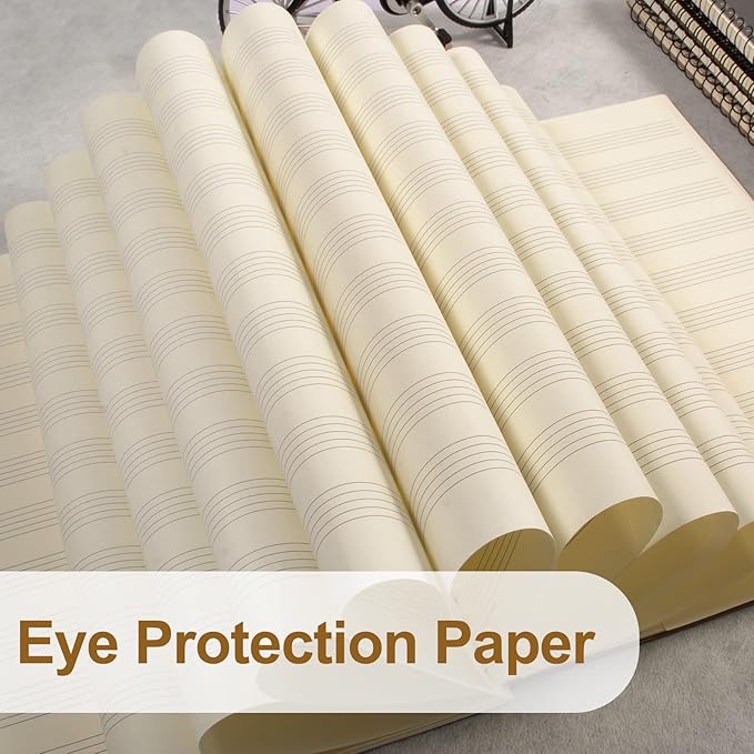 MAXCURY Blank Sheet Music Composition Manuscript Staff Paper Art Music Notebook Black 100 Pages 26x19cm (Grey Green/White)