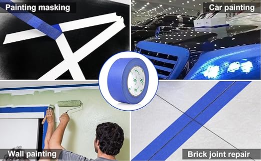 BOMEI PACK 3 Pack Blue Painters Tape, 2 x 50yds, Multi Size Painting Masking Tape, Clean Release Paper Tape for Home and Office