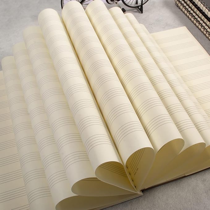 MAXCURY Blank Sheet Music Composition Manuscript Staff Paper Art Music Notebook Black 100Pages 26x19cm (Notes Family)