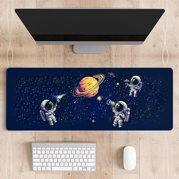 Mousepad Desk Mat Gaming Large Keyboard Cute Office Desktop Computer Laptop XXL Long Big Kawaii Aesthetic Girly Pretty Design Women Girl Gamer Oversized Wide 30x12'' Mousepad, Astronaut