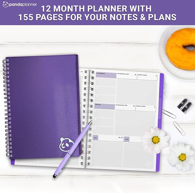 Panda Planner 2025-2026 Undated Weekly Planner – Spiral Notebook 5.75" x 8.25" with 52 Weeks, Habit Tracker & Weekly To-Do Lists – Academic Planner & Productivity Organizer for Home, Office & School (Purple)