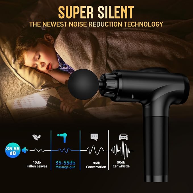 Massage Gun Deep Tissue, Handheld Electric Muscle Massager, High Intensity Percussion Massage Device for Pain Relief with 9 Attachments & 30 Speed(Black)