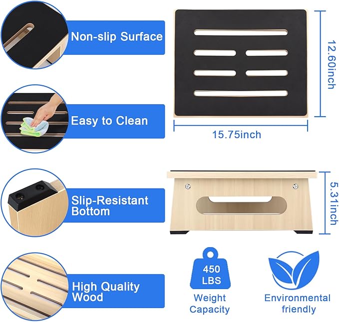 RayLove One Step Stool for Adults Seniors with Non-Slip Rubber Stepping Feet, Heavy Duty Platform Step Stools, 450 LB Portable Bed Steps for High Beds for Bathroom, Bedroom, Kitchen & Bedside Support