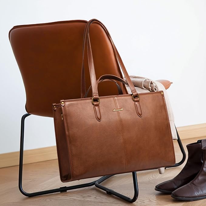 LOVEVOOK Laptop Bag for Women,15.6 inch Work Bags with Clutch, Vintage Leather Laptop Tote Bag,Computer Bag Laptop Purse, Briefcase Tote Bag Shoulder Bag Handbag for Business Office Teacher