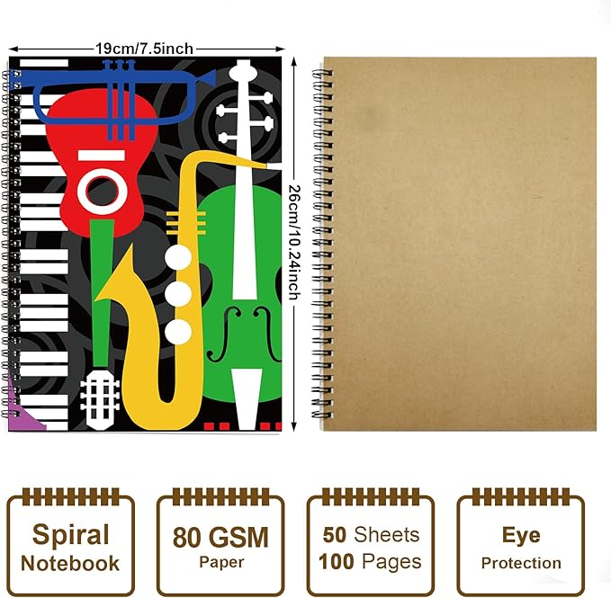 MAXCURY Blank Sheet Music Composition Manuscript Staff Paper Art Music Notebook Black 100 Pages 26x19cm (Music Machine)