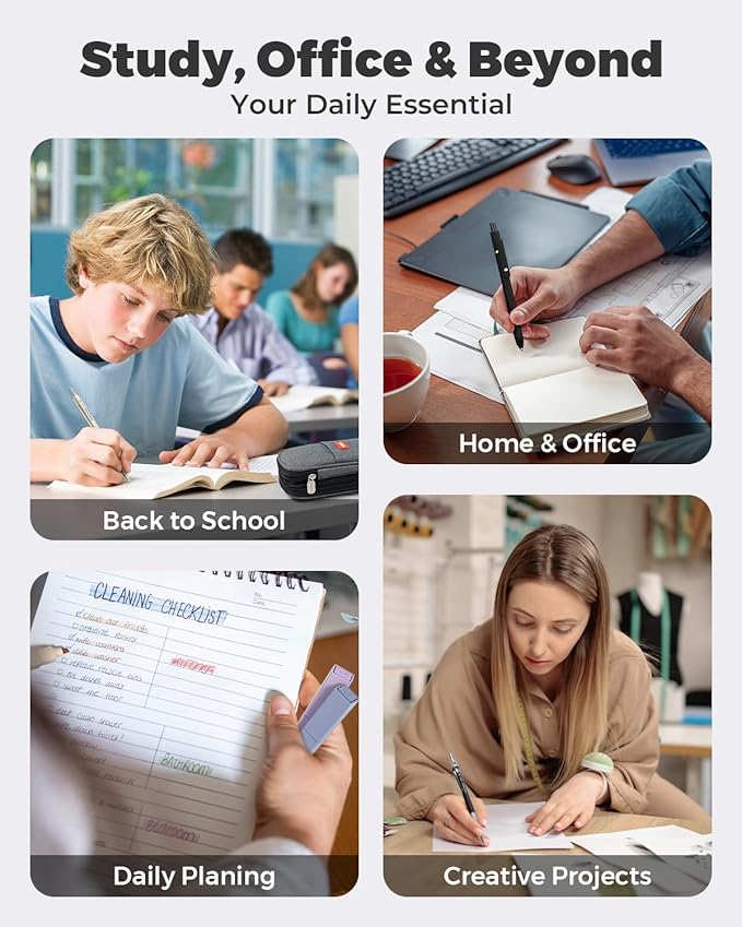 Four Candies 45 PCS School Supplies with Pen Case, 12 Pastel Highlighters, 6 Black Ink Gel Pens, 6 Mechanical Pencils Set for Students Stationary College Essentials (Black)