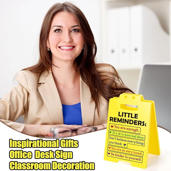 MBL Inspirational Positive Gifts Women - Motivational Mental Health Self Love Gift for Men Coworker College Student Birthday Christmas White Elephant, Little Reminders Office Dorm Decor Sign