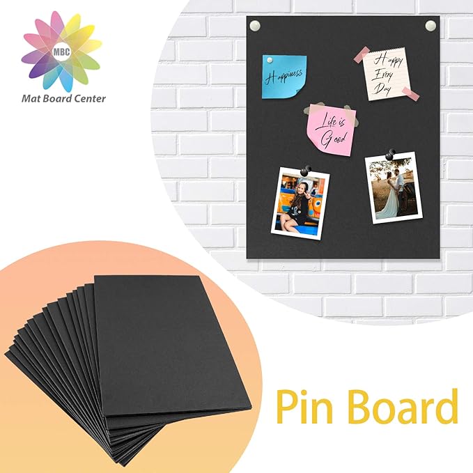 Mat Board Center, Pack of 10 Acid-Free Foam Boards, 8x10 inch Black Foam Boards, 3/16" Thick