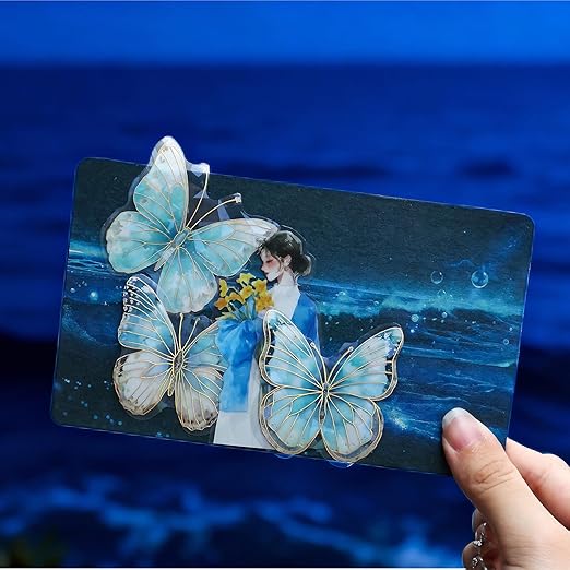 Ocean Fantasy Washi Tape Set – 6 Rolls with Dreamy Sunset, Wave and Bubble Patterns for Scrapbook, Journal, DIY Cards, with Mini Clip