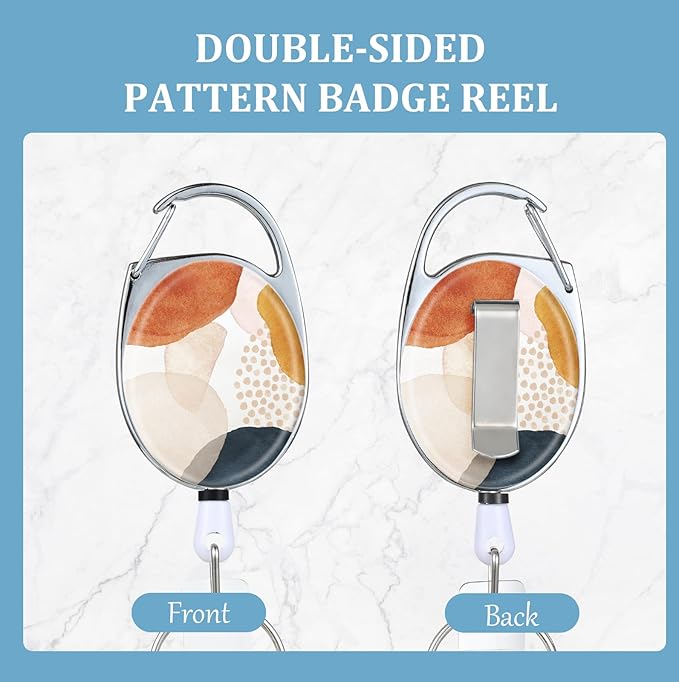 Badge Reels Retractable,Double Sided Color Print Pattern Retractable Badge Holders,with Retractable Keychain, Badge Clip and Key Ring,Durable Nylon Retractable Rope