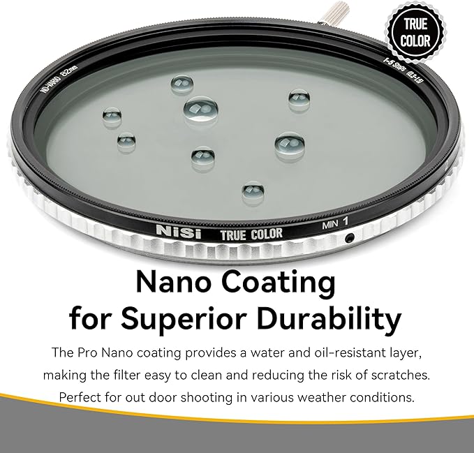 NiSi - 82mm Swift True Color ND-Vario, 1-5 Stops (ND2-ND32) Variable ND Filter, Waterproof Nano Coating Optical Glass, with Lens Filter Case and Lens Cap - Compatible with NiSi Swift System Filters