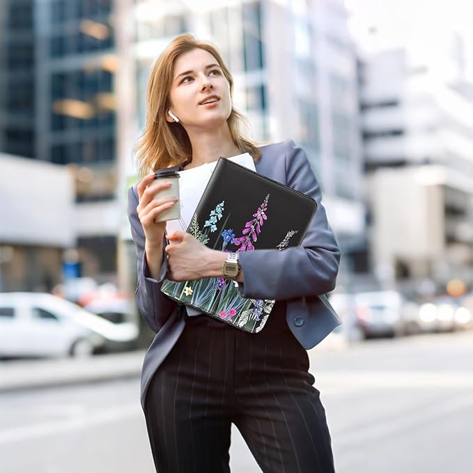 Leathario Portfolio Binder, Includes 5 Folder Index Dividers and 3 Notepads, 3-Ring Folder Organizer, Padfolio with Zipper, Vegan Leather Tablet Sleeve, Business Office Conference Clipboards