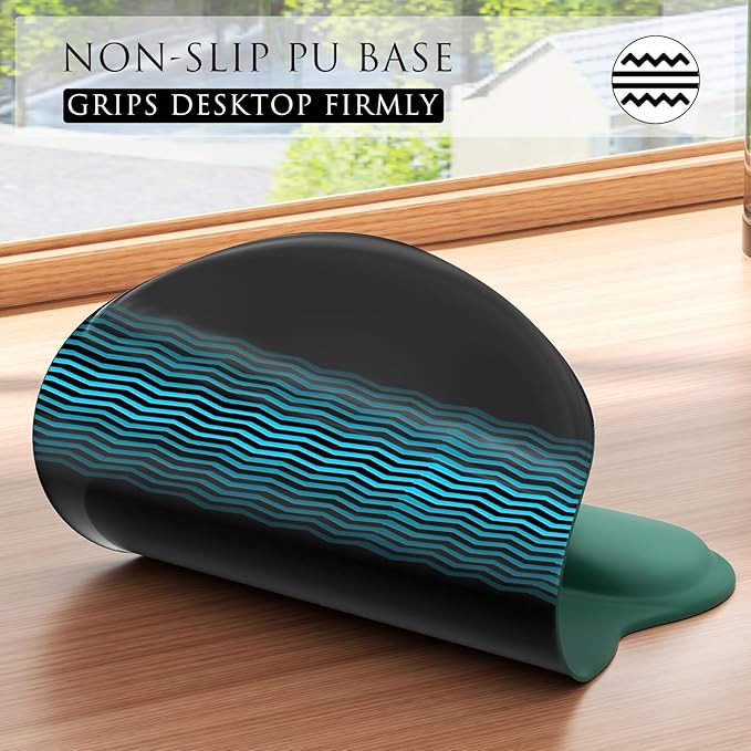 MROCO Ergonomic Mouse Pad with Gel Wrist Rest, Comfortable Mousepad with Smooth Wrist Support Surface and Non-Slip PU Base for Pain Relief, Computer, Laptop, Office & Home, 9.4 x 8.1 in, Forest Green