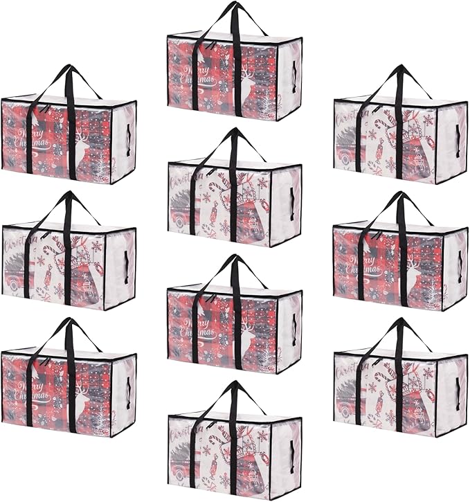 Moving Bags Heavy Duty Extra Large, Alternative for Moving Boxes & Moving Supplies,Clear Storage Bins with Lids, Plastic Packing Tote, Storage Bags for Clothes with Handles & Zippers(Clear, 10 Pack)