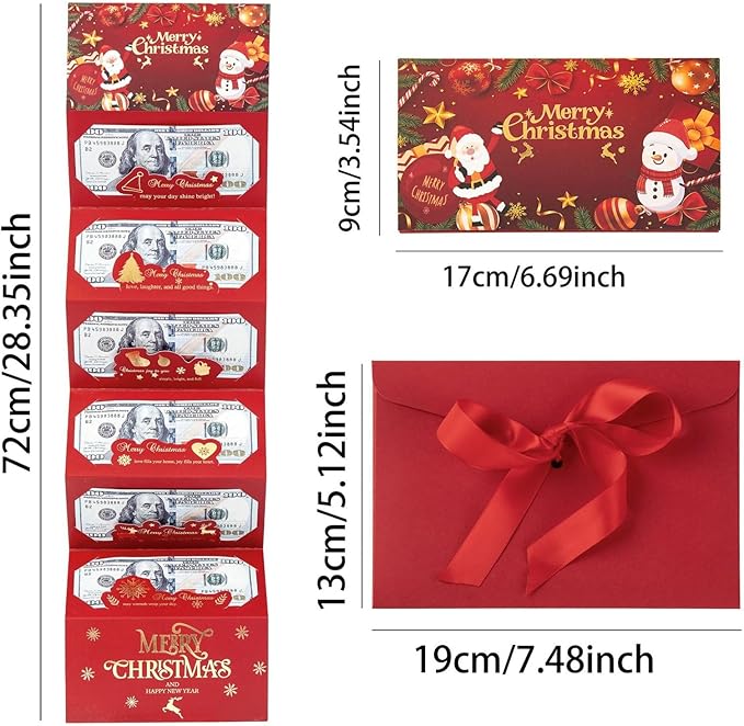 Christmas Cash Gift Envelopes 5 Slots, Christmas Cash Gift Envelopes,christmas Card Book with Tassel & Santa Card Supplies,2025 New Creative Cashs Surprise Envelope for Checks or Cards(StyleD,3pcs)