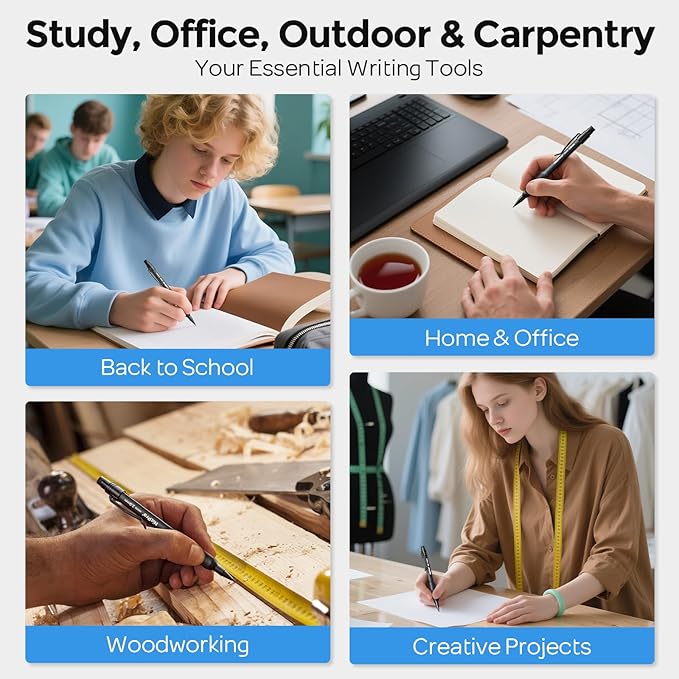 Nicpro 2.0 mm Mechanical Pencil Set, 3PCS Artist Lead Pencil Holder 2mm with 72PCS Lead Refills (4H 2H HB 2B 4B 6B Color) Eraser, Weatherproof Barrel for Outdoor Writing Drafting Drawing Sketching