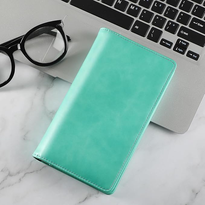 MaxGear Business Card Organizer, 240 Cards Book Portable Business Card Holder for Men & Women, Professional PU Credit Cards Binder File Storage, Turquoise