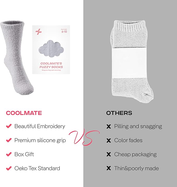 CoolMate GLOBAL Fuzzy Socks for Women Gift Box, Cozy, Soft, Comfy & Cloud-Like Socks, Plush, Durable for Spa, Home