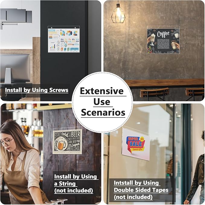 MaxGear Wall Mount Sign Holder 8.5x11, Acrylic Wall Sign Holder with Mounting Screws, Plastic Clear Plastic Picture Frames for Home, Office, Store, Restaurant, Landscape (24 Pack)