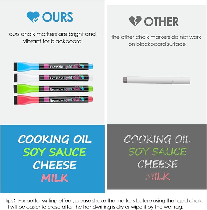 MaxGear Magnetic Black Dry Erase Board Sheet for Refrigerator, 16"x12" Fridge Magnetic Whiteboard for Kitchen, Fridge Shopping List for Family Planner and Grocery List, 4 Chalk Markers