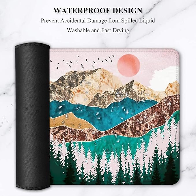 LATEEFAH Large Mouse Pad and Keyboard Wrist Rest, Desk Pad for Keyboard and Mouse, Extended Gaming Mouse Pad with Wrist Support, Waterproof Non-Slip Desk Mouse Mat for Office, Home