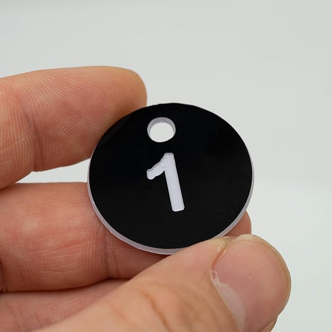 StayMax Plastic ID Number Tags Engraved Tags Key Tags Without Key Rings (1-100, Black)