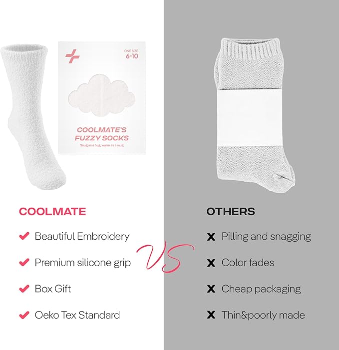 CoolMate GLOBAL Fuzzy Socks for Women Gift Box, Cozy, Soft, Comfy & Cloud-Like Socks, Plush, Durable for Spa, Home
