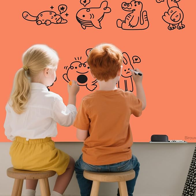 Magnetic Glass Dry Erase Board - White Board 48 x 36 Inch Wall Mounted Glass Whiteboard, Large Frameless Glass White Board for Wall Office, Home & School, Orange