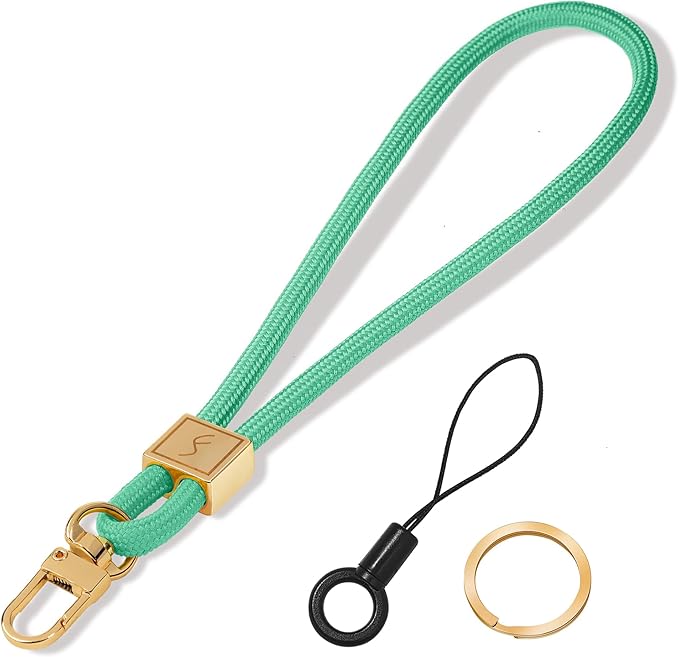 Fishent Keychain Wristlet lanyard, Cute Key Chain Holder, Upgraded Woven Wrist Lanyard for Keys, Wristlet Strap Keychain for Women Men Car Keys ID Badges Card Wallet Phone (Lake Blue)