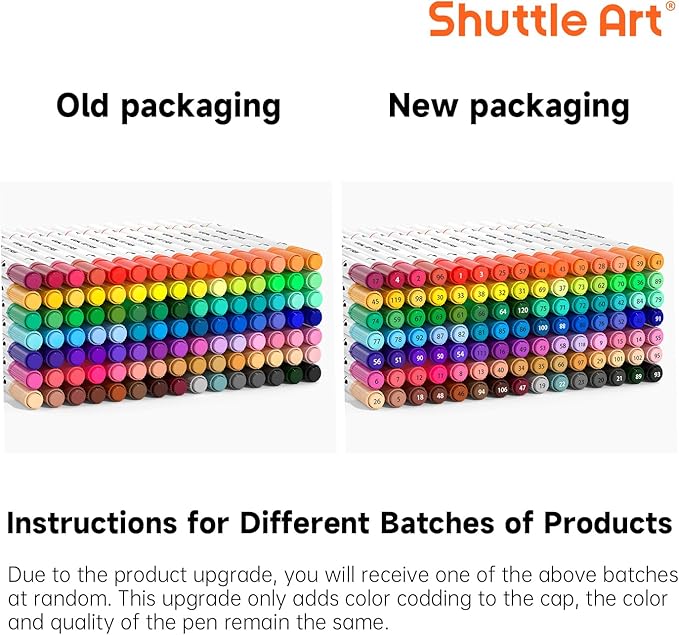 Shuttle Art Dual Tip Brush Marker Pens, 105 Colors Fine and Brush Tip Markers Set in Portable Case with 1 Coloring Book for Kids, Water-based Ink Adult Artist Coloring Calligraphy Journal Doodling