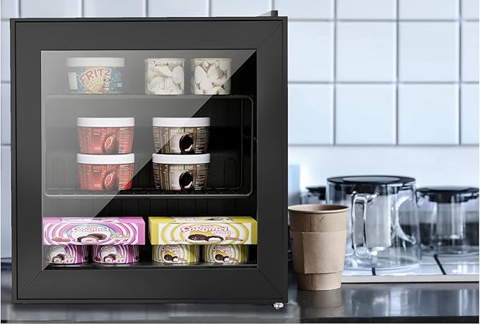 Northair Mini Freezer 1.1 Cu Ft with Glass Display Door 7 Temperature Settings for Ice Cream/Breast Milk/Sea Food/High-alcohol Liquor