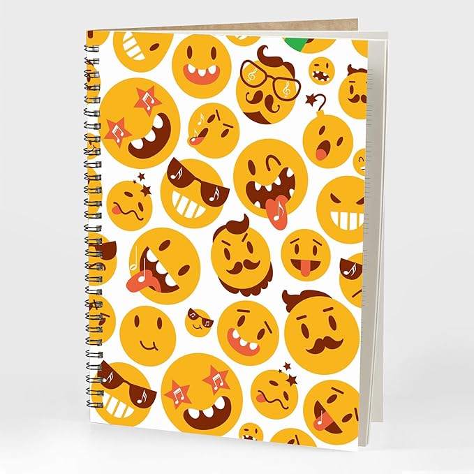 MAXCURY Blank Sheet Music Composition Manuscript Staff Paper Art Music Notebook Black 100 Pages 26x19cm (FunnyEmojis/White)