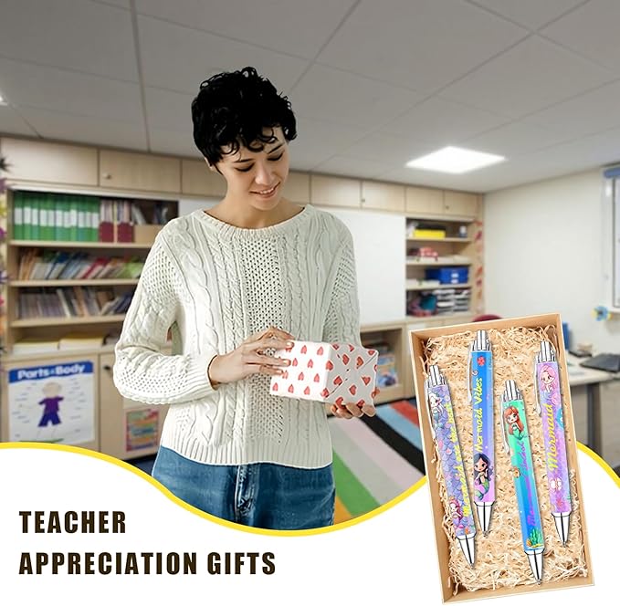 Mermaid Pens for Girls β Cute Mermaid-Themed Ballpoint Pen Set for Kids, Teens, and Ocean Lovers β Fun Stationery Gift for School, Journaling, Thanksgiving Christmas New Year Gifts β 8 Pack