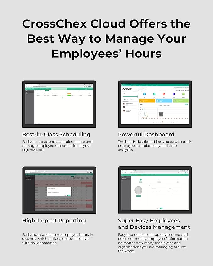 ANVIZ Time Clocks for Employees Small Business - FacePass 7 Pro Biometric Clock in and Out Machine - Face + RFID + Pin Punching in one, Support Door Access, with Professional Cloud Software