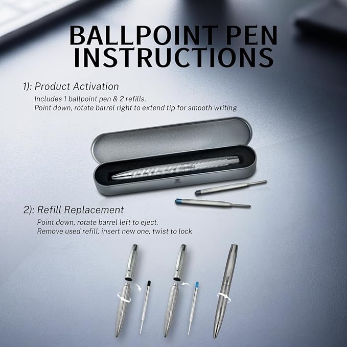 YUNCHUN Executive Pens for Men, Medium Point Ball Point Pen Sets for Men Gift, Heavy Duty Ball Pen for Writing, Retractable Metal Ballpoint Pen for Journaling, Ballpoint Pens Blue Ink with Checkered