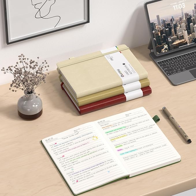 Lined Journal Notebook, 2 Pack, 180 Pages, A5 Journals for Writing, 100 GSM Thick Paper, Small Notebooks Daily Journal for Women Men Work, Business, School, Travel Supplies